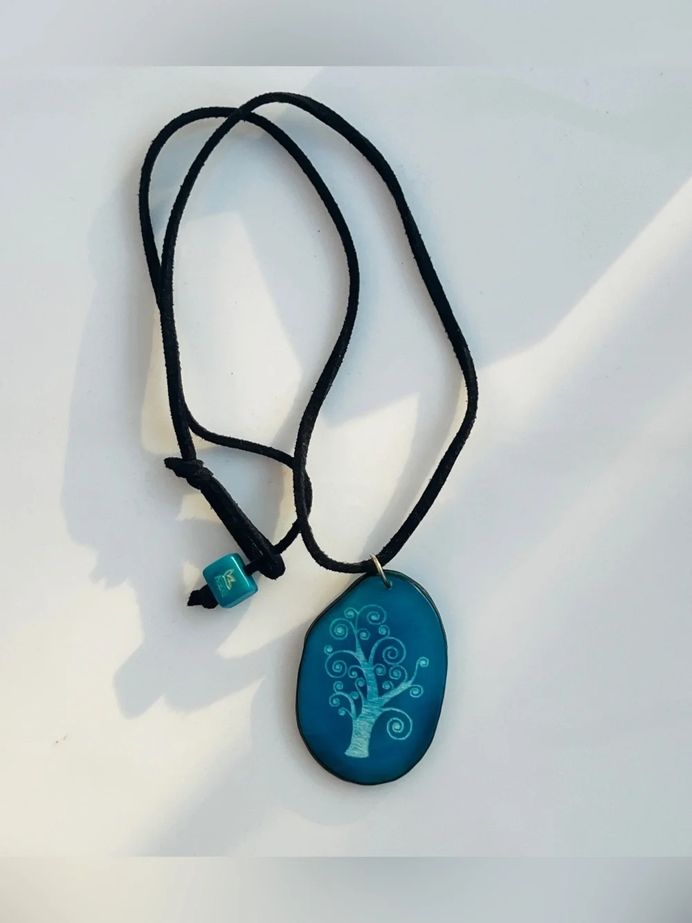 NWT | Scout | Turquoise/Blue Tree Pendant Necklace | Handmade | Adjustable Cord